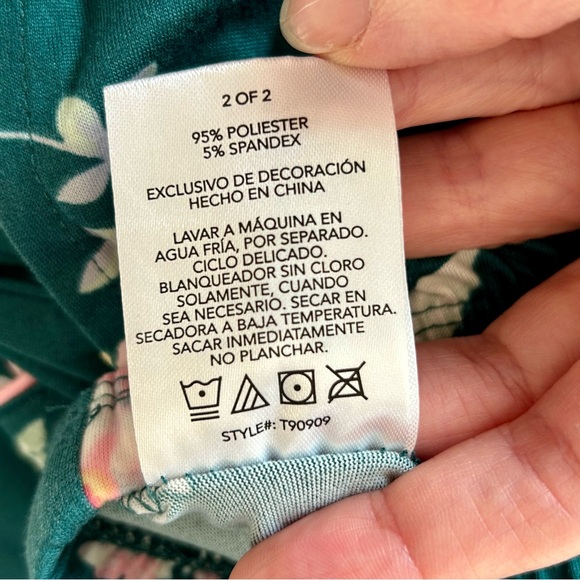 Flora Nikrooz 2-piece Floral Pajama Set, Long Sleeve, Green, Pink, Size S - Picture 10 of 12